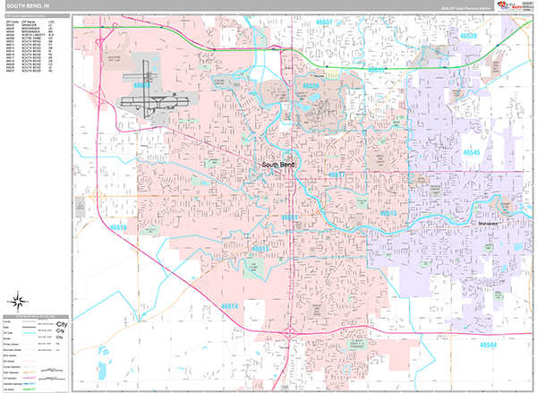 South Bend, IN Zip Code Map